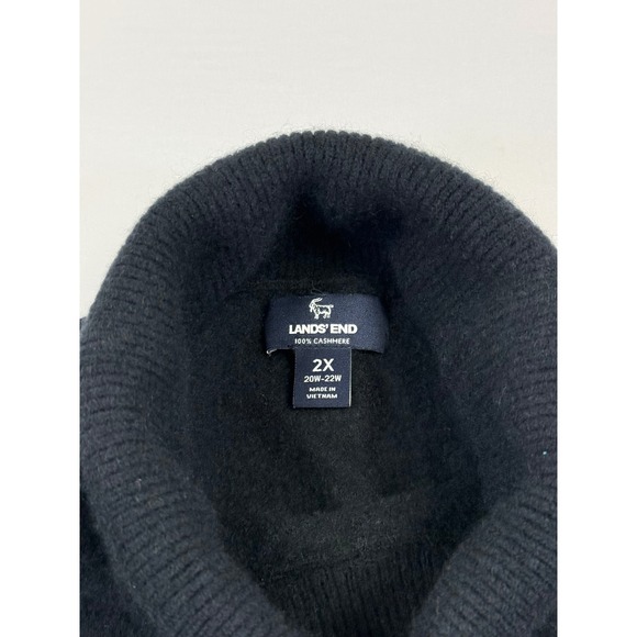 Lands End Black 100% Cashmere Turtleneck Sweater Size 2X (20W-22W) Super Soft - Picture 2 of 10